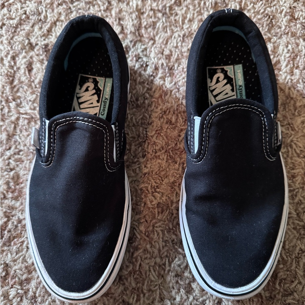 Vans Kids Black Canvas Slip-On Sneakers